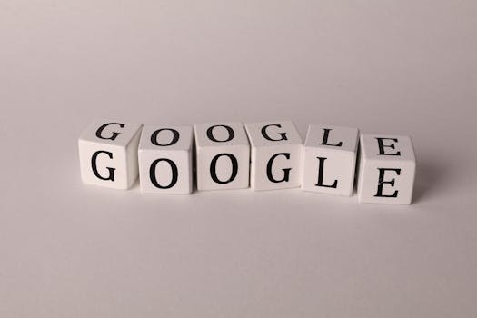 White blocks with letters spelling Google, symbolizing search and SEO concepts.